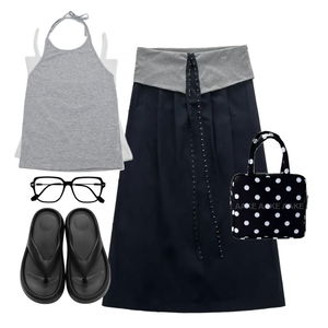 skirt,sleeveless,sandals 코디