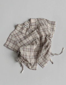 Double-sided shirring check 4 crop shirt Shirt