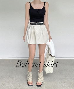 Maroni Summer Pintuck Banding Cotton Mini Skirt Skirt Pants