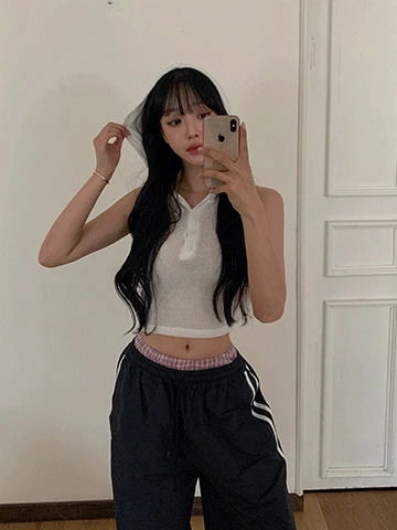 린넨 후드 크롭티