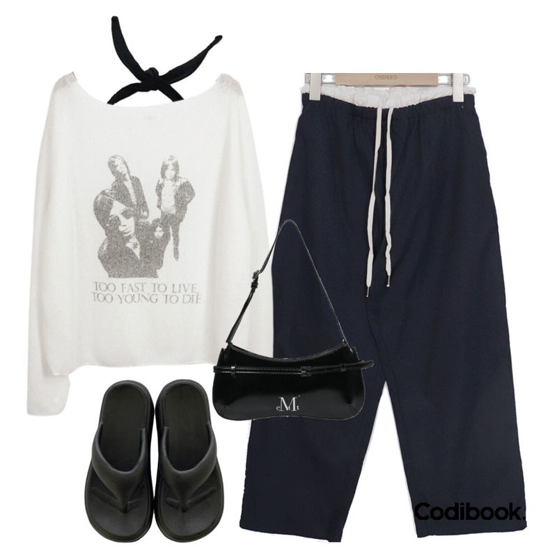 ondeed 푸크 빈티지 프린팅 입술넥 오프숄더 시스루 긴팔 니트,JASMINBELL 7cm 통굽 러츠 비비드 컬러 7cm 통굽 쪼리 슬리퍼 키높이 여름신상 여름신발 여행룩 휴가룩,MUCENT EREN BELT STRAP LEATHER SHOULDER BAG UNISEX 에렌 벨트 스트랩 레더 숄더백 남녀공용등을 매치한 코디