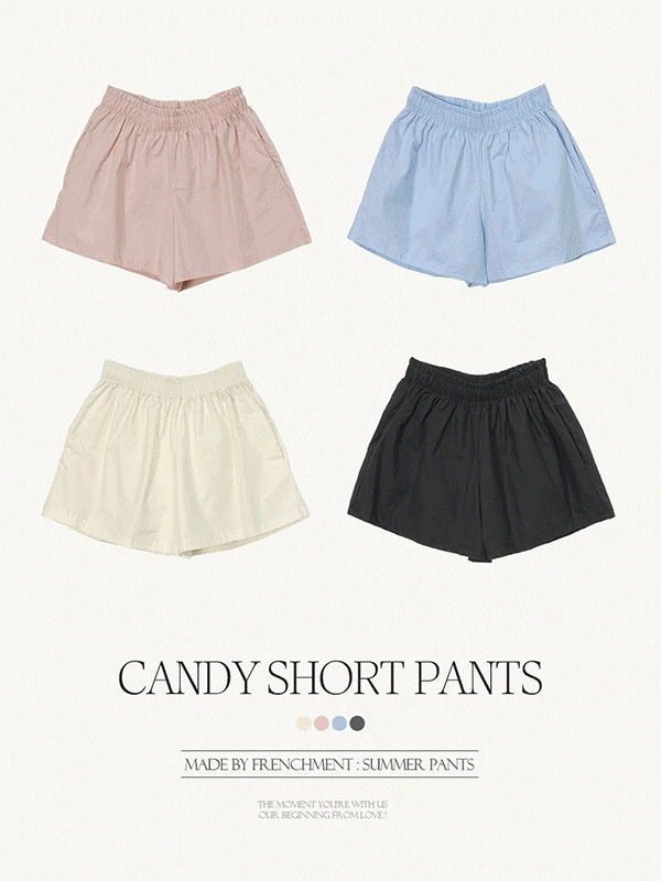 Candy Summer Rustling Banding Cotton Training Shorts Pants Vacation Look/Resort Look/Summer Pants/Beach Pants/Vacation Look