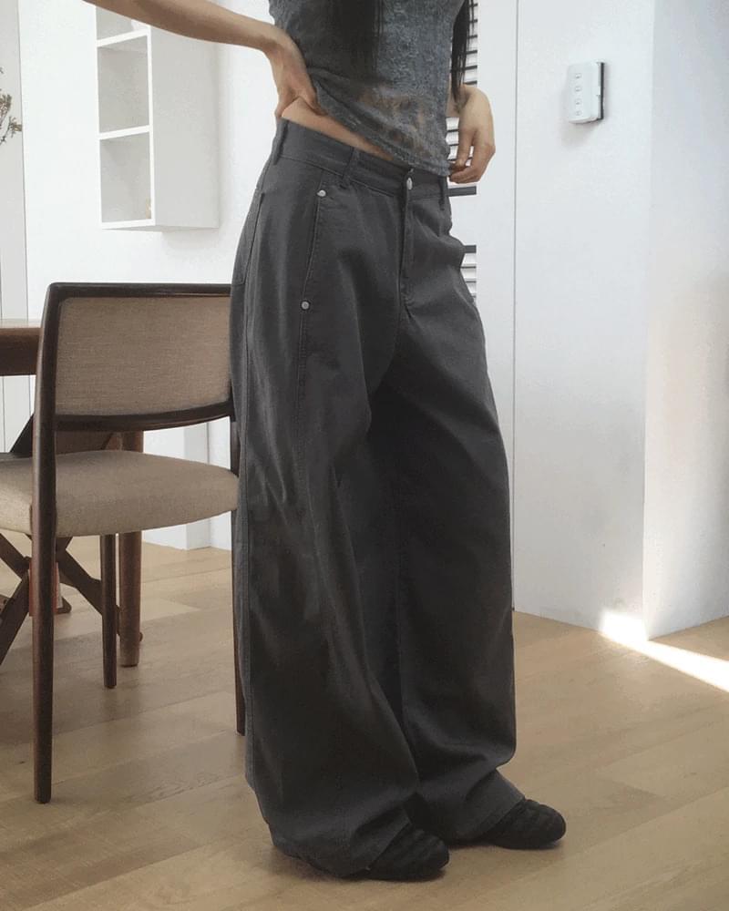 Zve Rivet Split Wide Pants (Ships Today) 长裤