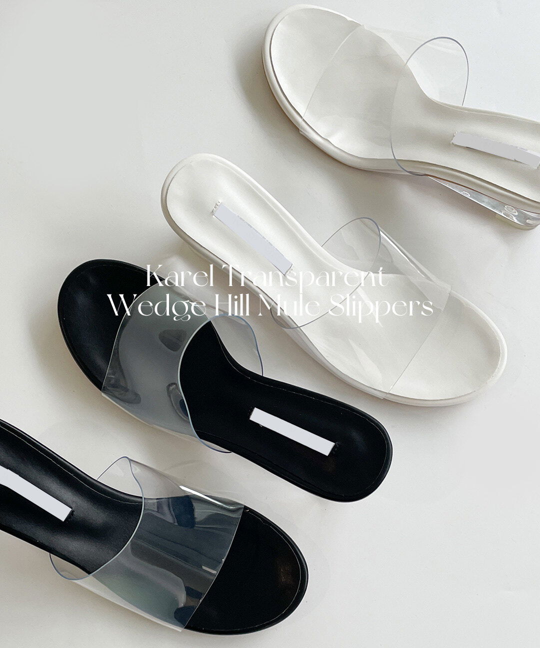 Karel Transparent Wedge Heel Mule Slippers