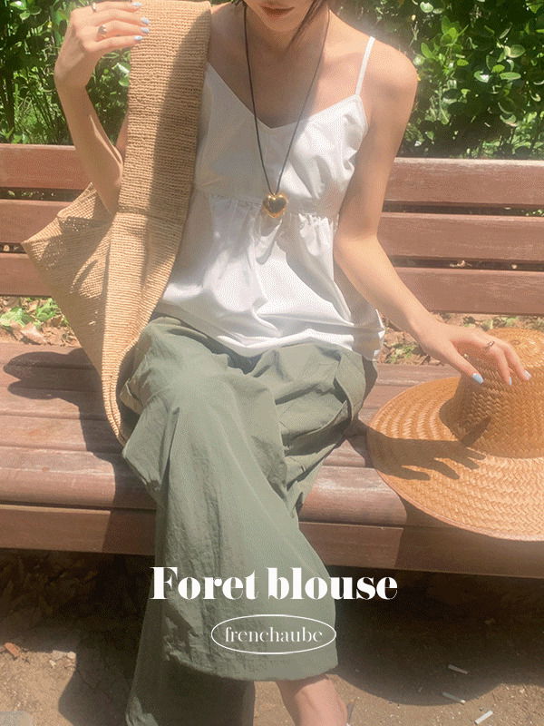 Forest Summer Layered Sleeveless Shirring Bustier Blouse Travel Look/Vacation Look/Fat Cover/High Quality/Drenched Show/Festival