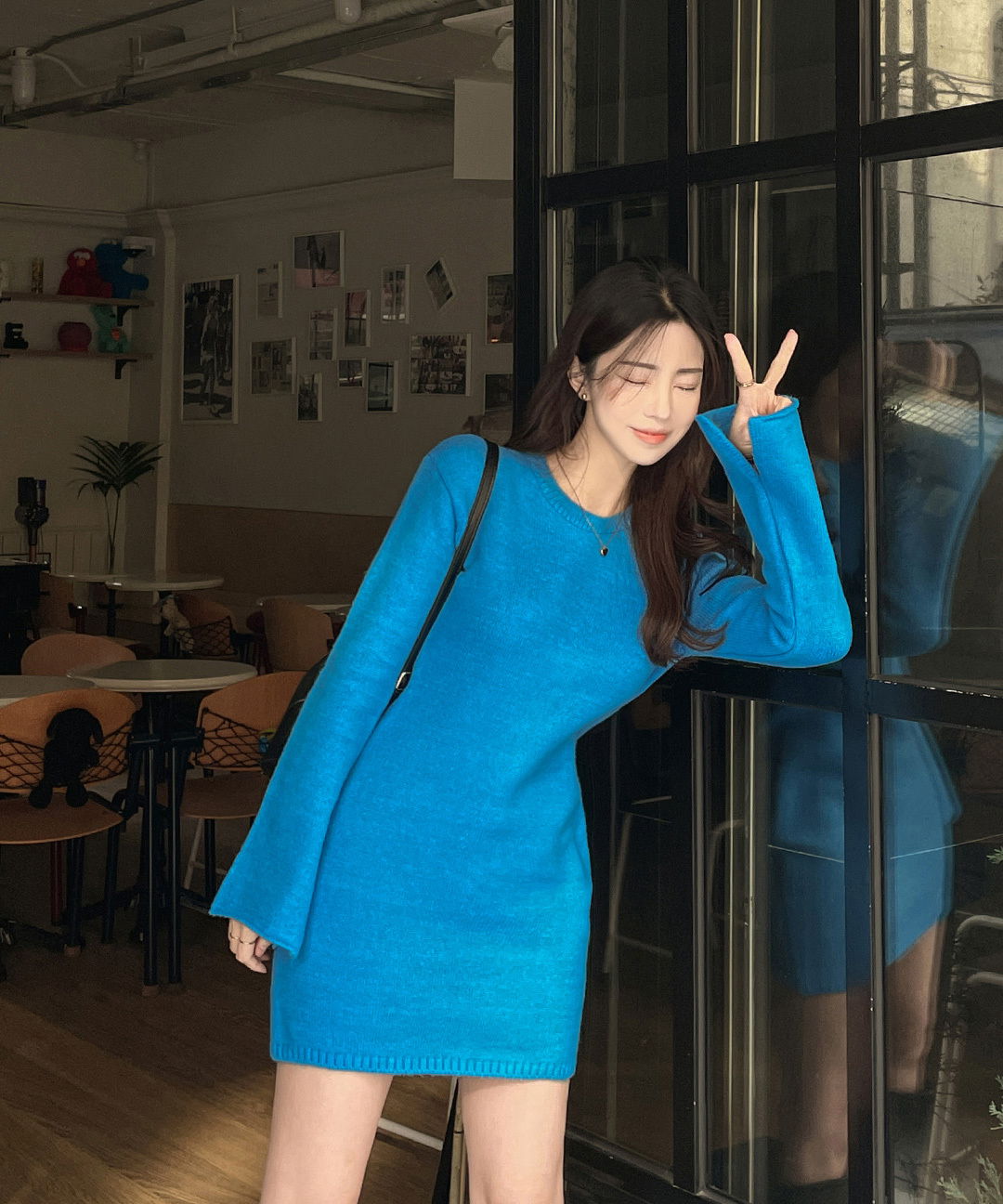 Diane Basic Round Neck Knitwear Mini Dress