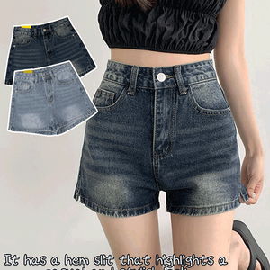 Side Team Point Faded Denim Shorts