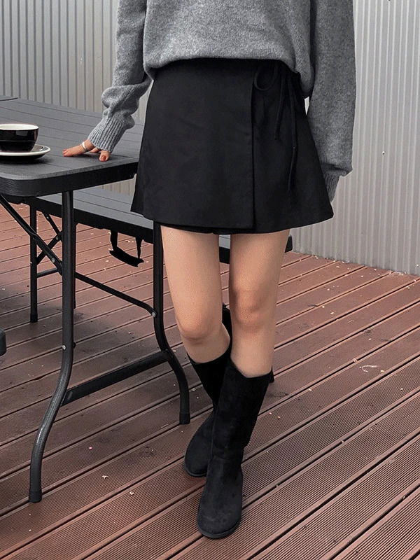 Ethel Spring Suede Wrap Banding Mini Skirt