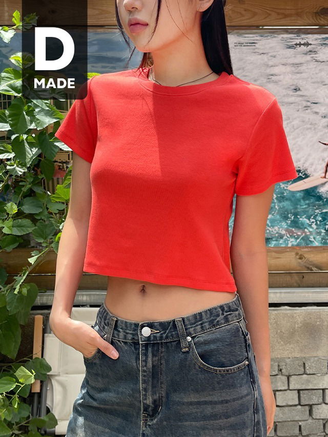 Big size 44-100 Lined color Ribbed crop short sleeve T-shirt Water balm soaking show
