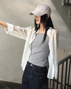 Manin Stripe See-Through Overfit Long Sleeve Shirt