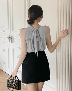 蝴蝶結綁帶無袖上衣