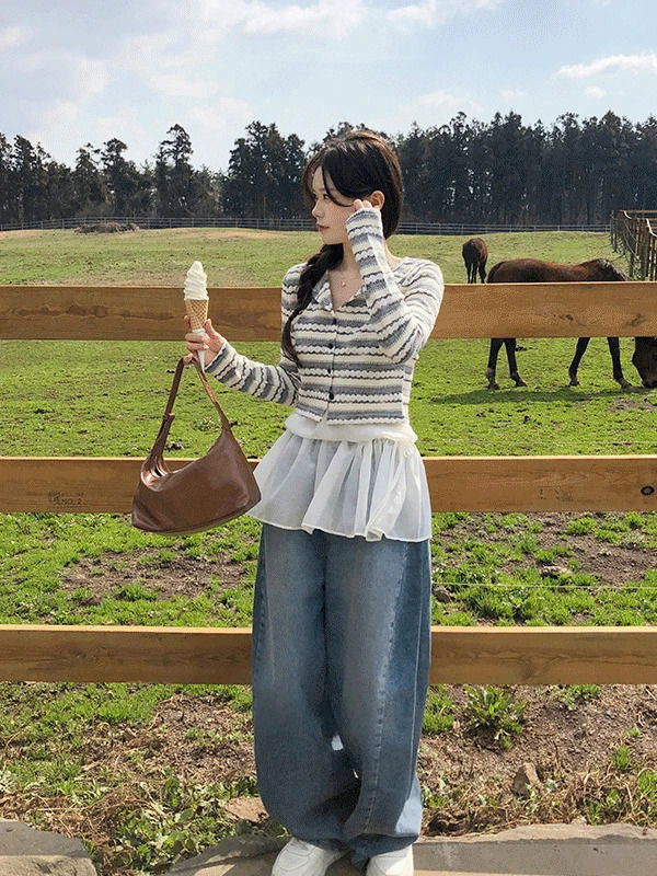 Porter diagonal Split denim pants