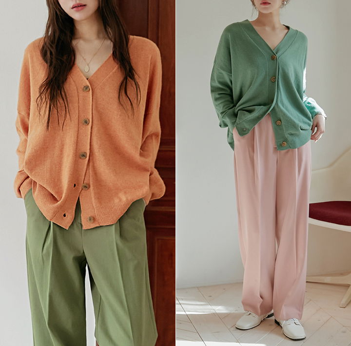 Wool Cashmere Blend Loose Knit Cardigan