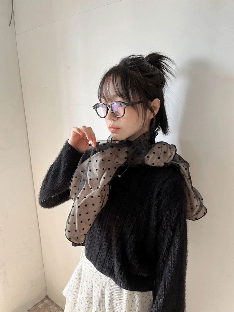 Double-sided chiffon dot scarf