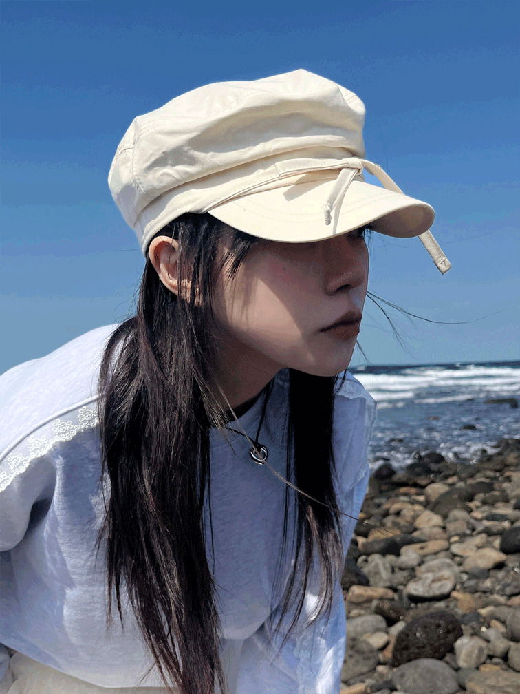 코튼 리본 헌팅캡