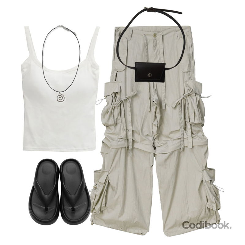 DUGGY 빌리 월렛홀더 벨트 (3color) *브라운, 화이트 당일 발송 가능,binary01 테크 플랫폼쪼리,DAILYJOU 다레 써지컬 회오리 빈티지 끈 목걸이등을 매치한 코디