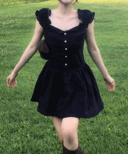 Miniel Punching Frill Mini Dress -2 Colors