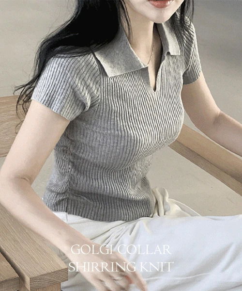 Dia Ribbed Kara Shirring Short Sleeve Knitwear 