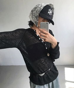 Narinco Button Layered Long Sleeve Knitwear