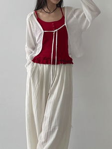 Linen Strap Sheer Cardigan