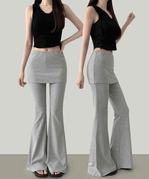 롱,숏쫀득쫀득 레이어드 스커트 치마 레깅스 부츠컷 밴딩 팬츠