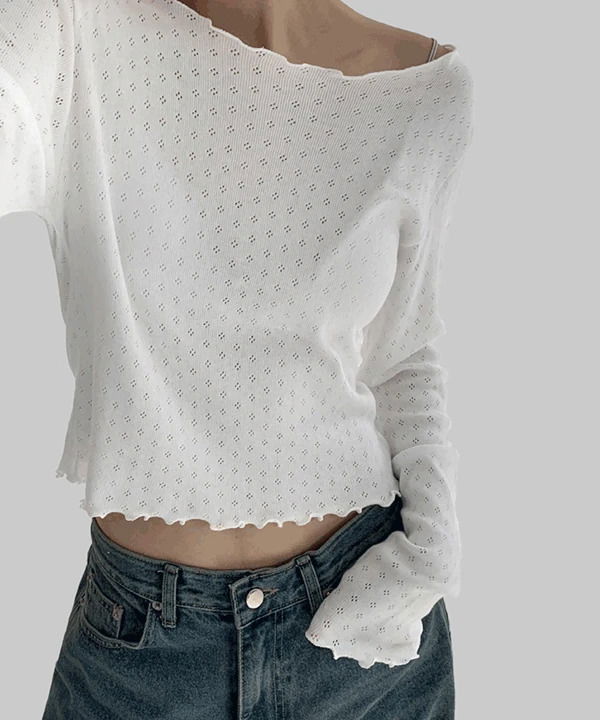 Belline Wave Punching Long Sleeve T-shirt