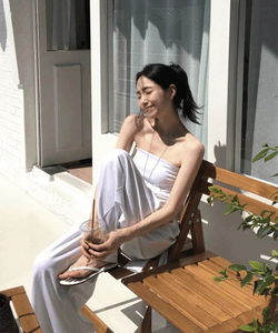 Softy scarf top pants set