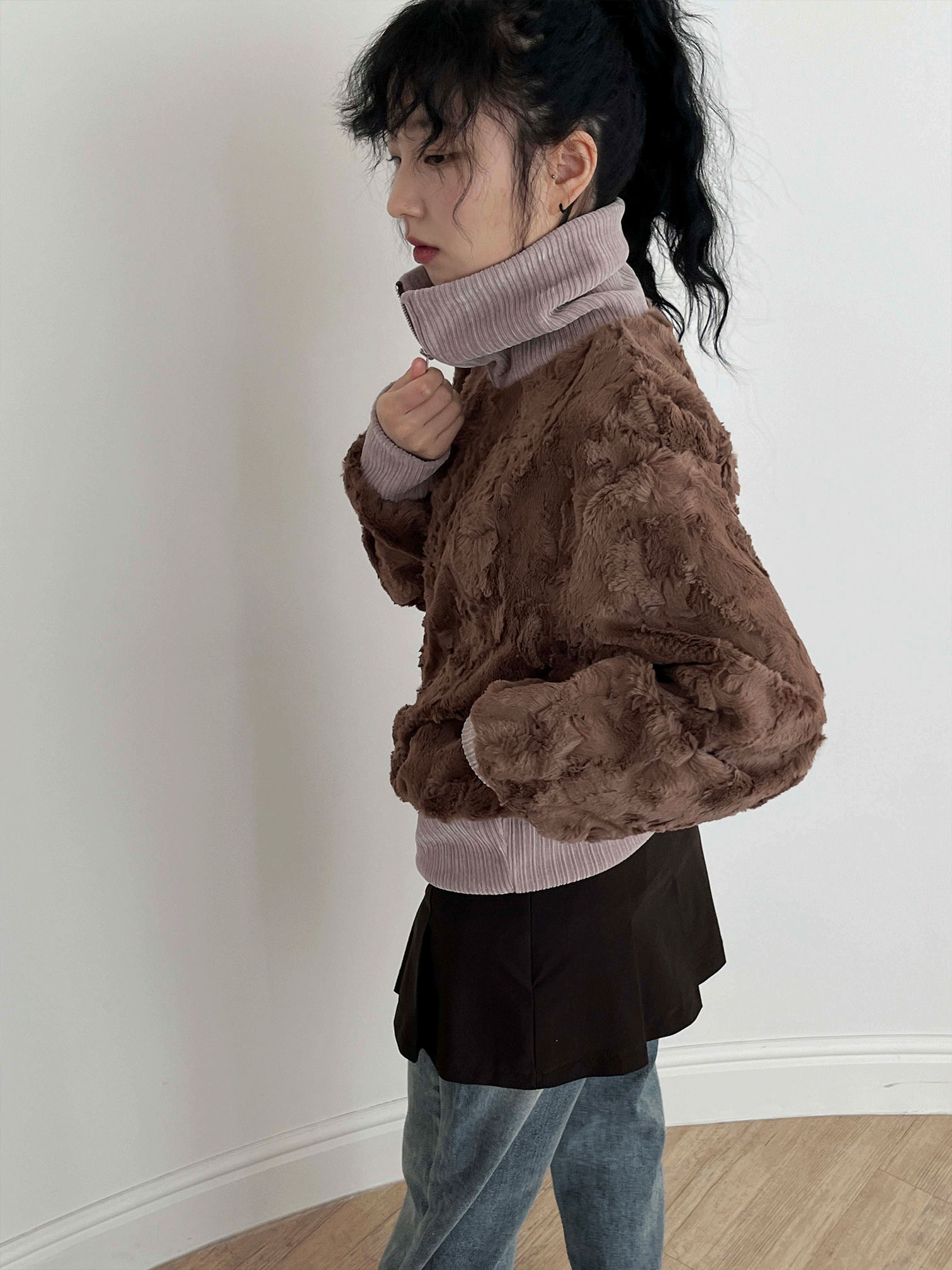 Brownie mink zip-up