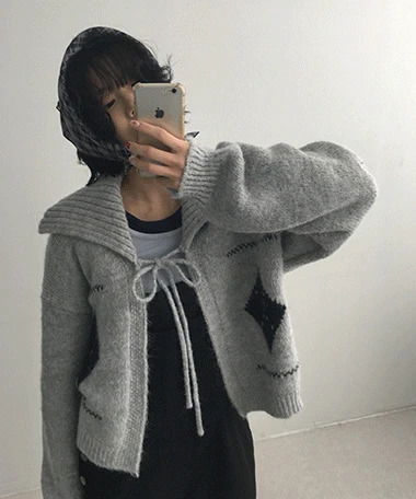 Audrey Argyle Wool Strap Cardigan