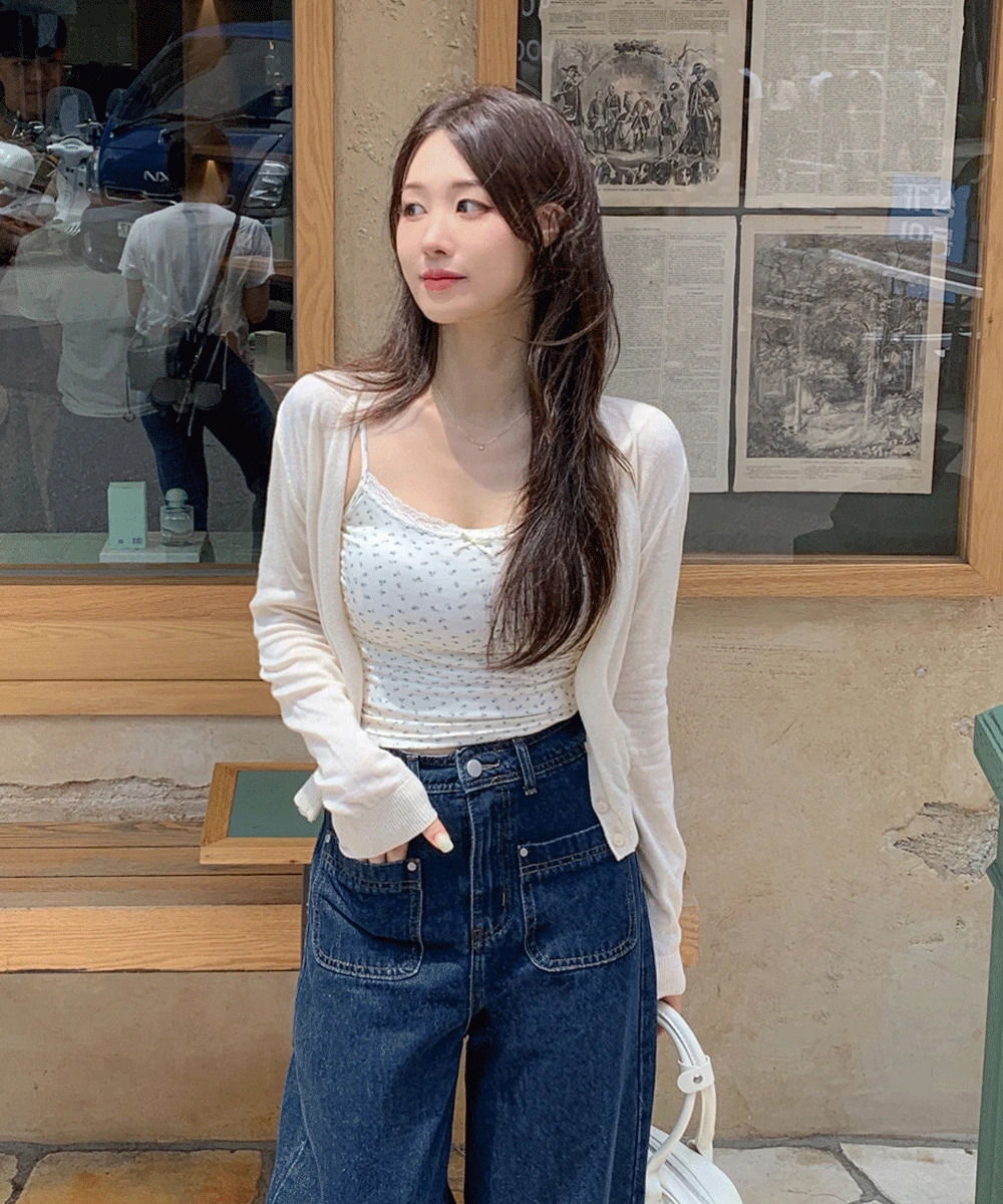 린넨 브이넥 베이직 여름 숏 가디건 살안타 얇은 긴팔 아우터 기본 레이어드