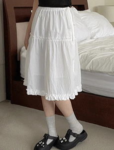 夢幻蛋白糖荷葉邊中長裙