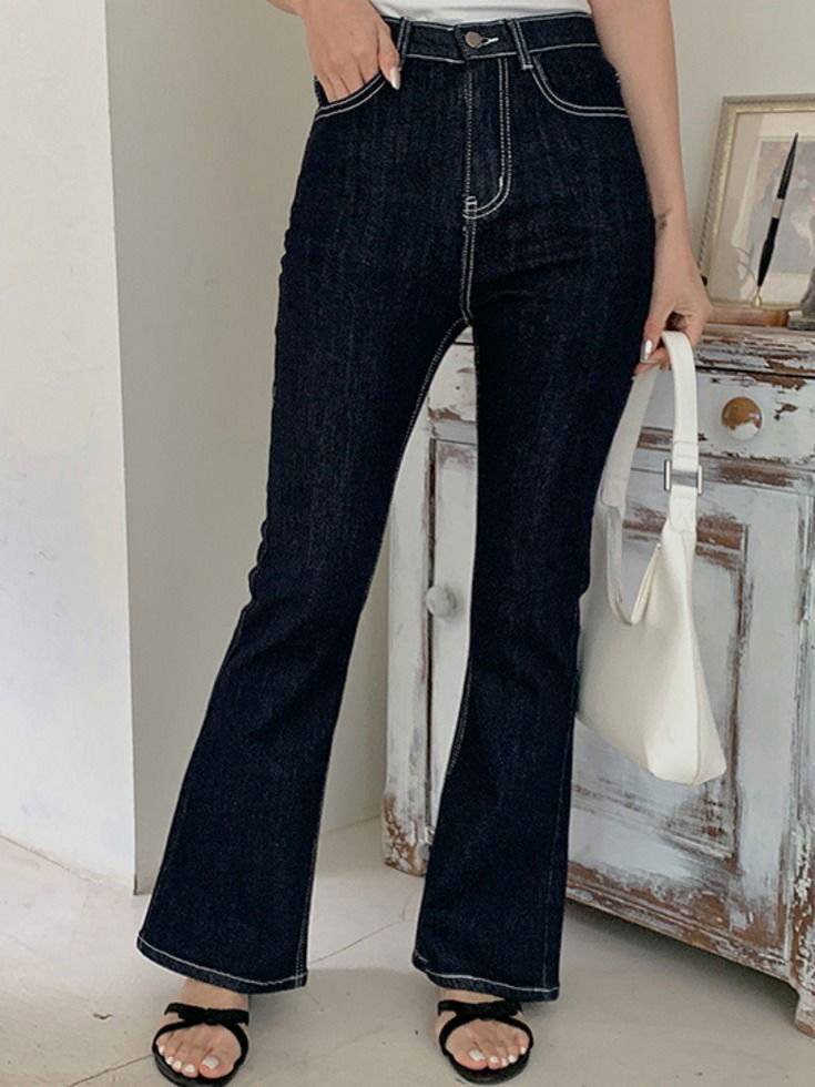 Srudin's inner banding Spandex Flared denim pants jeans