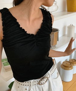 NATURAL RIBBON SHIRTING SLEEVELESS SUMMER SLEEVELESS 4 COLOR
