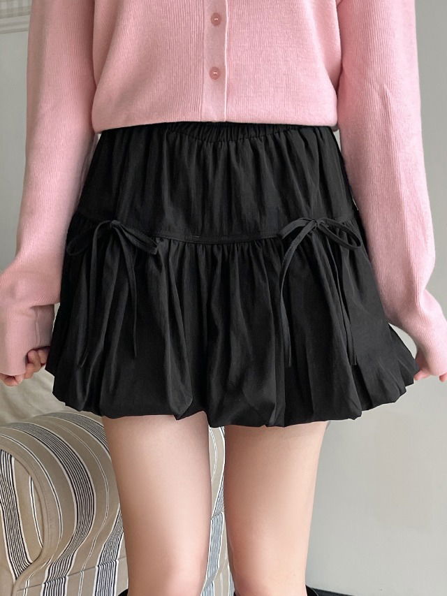 Big size S-XL Netaven Ribbon Balloon Banding Mini Skirt Skirt Rainy Season Look