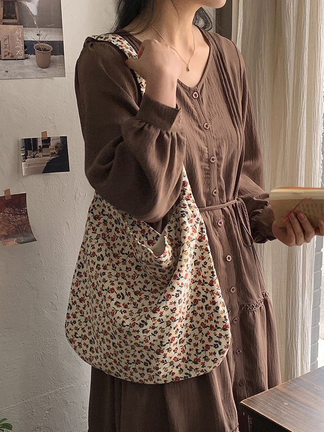 Yukami flower corduroy golden eco bag 托特包