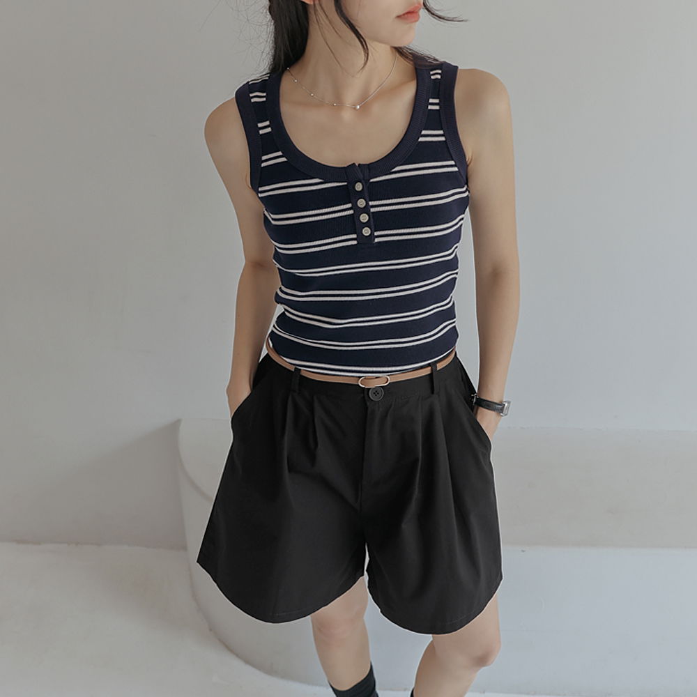 Herna 扣環條紋無袖上衣