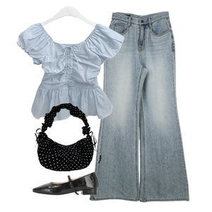 jeans,blouses,flats 코디