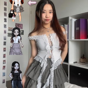 Soft Daily Banding Check Cancan Mini Skirt