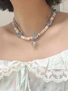 SEA BEADS NECKLACE (WHITE, SKY 2COLORS)