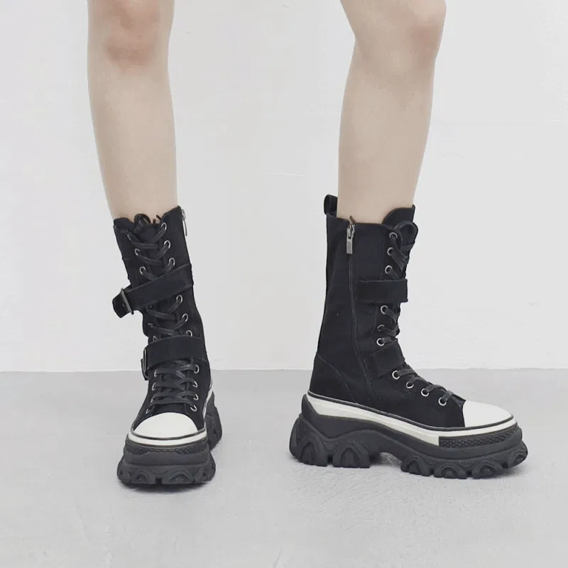 솔레아 버클 스웨이드 미들 부츠 - 제품 이미지