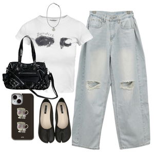 jeans,ShortSleeve,flats 코디