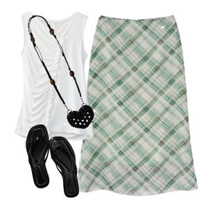 skirt,sleeveless,sandals 코디
