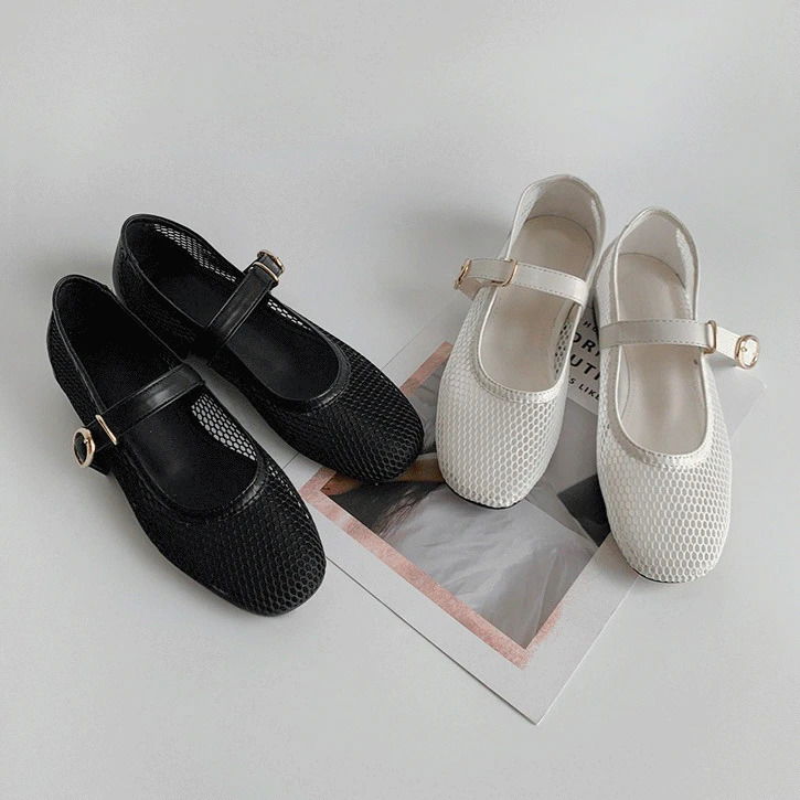 透膚網紗瑪莉珍平底涼鞋