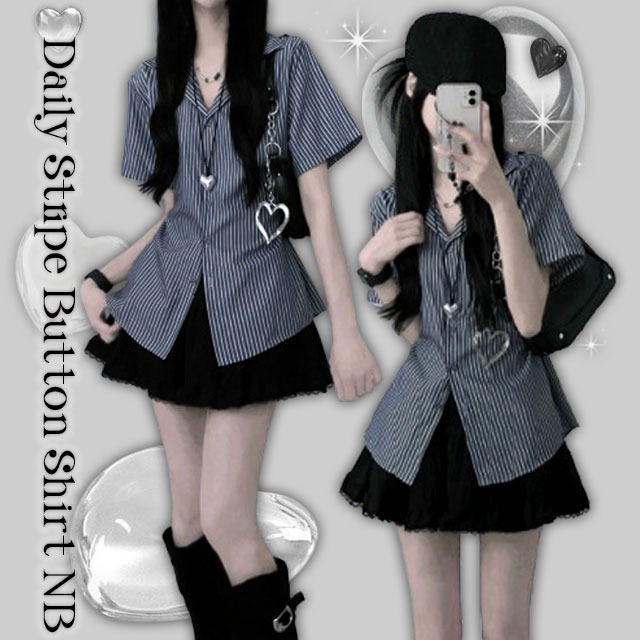 Fair Stripe Snap Button Short Sleeve Shirt Shirt