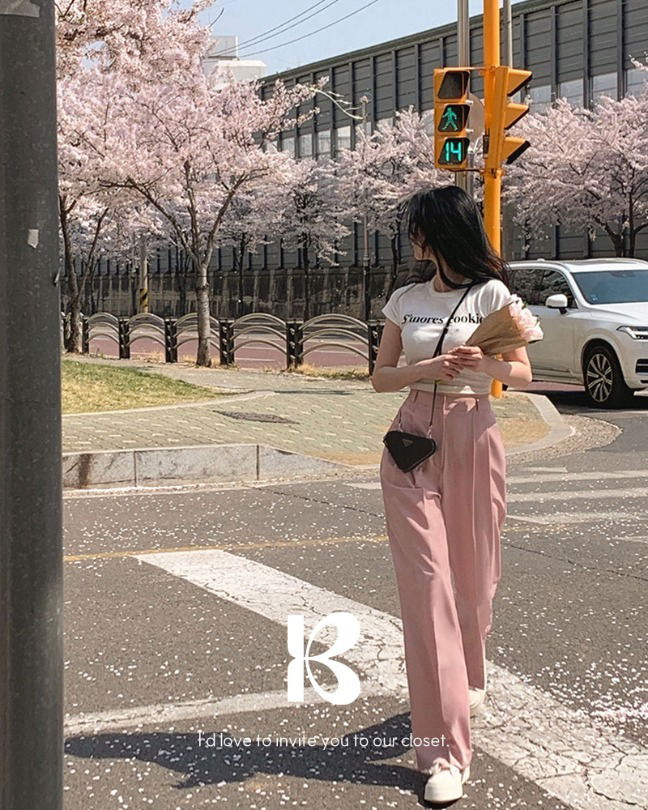 Romantic summer two-pin tuck wide slacks