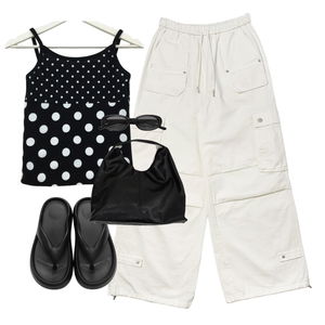 pants,sleeveless,sandals 코디