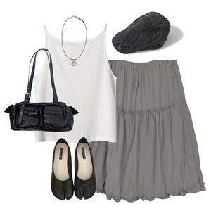 skirt,sleeveless,necklace 코디