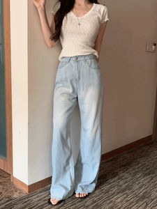 Sky Faded Wide Summer Denim Pants