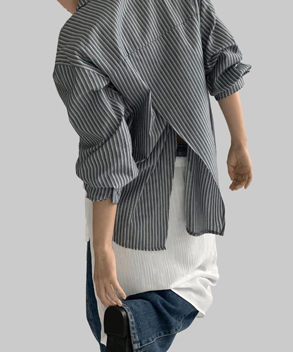 Reiko Backpoint Overfit Stripe Shirt