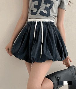 拼色南瓜氣球澎澎迷你短裙